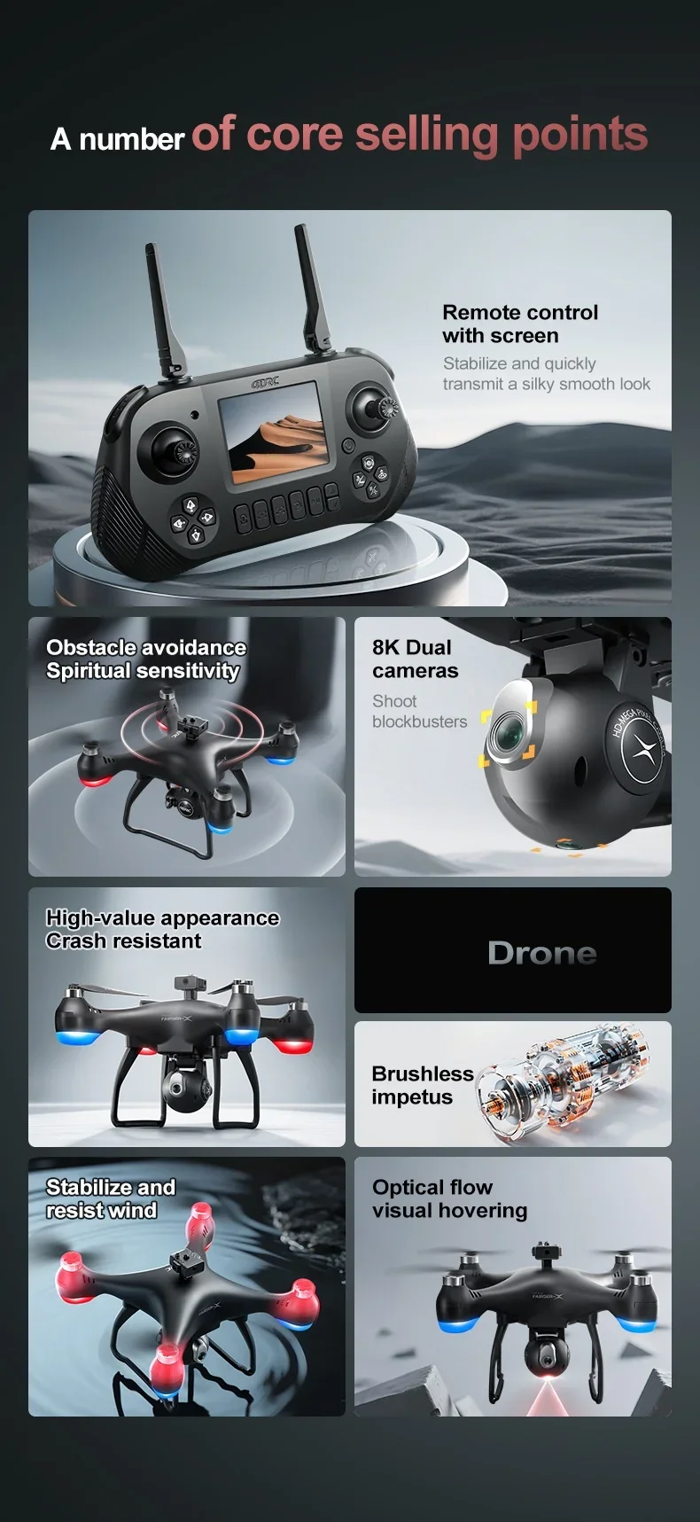 Drone RC com Tela Grande 8K, C - Drone Rc Control avaliação e preço